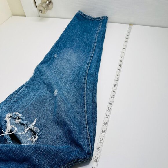 BDG Women's Slim Straight Baggy Jeans Size 30 Ripped High Rise Button Fly Blue - Picture 8 of 9